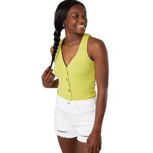 Gilded Intent Washed Snap Down Tank Top in Antique Moss - Size‎ XS